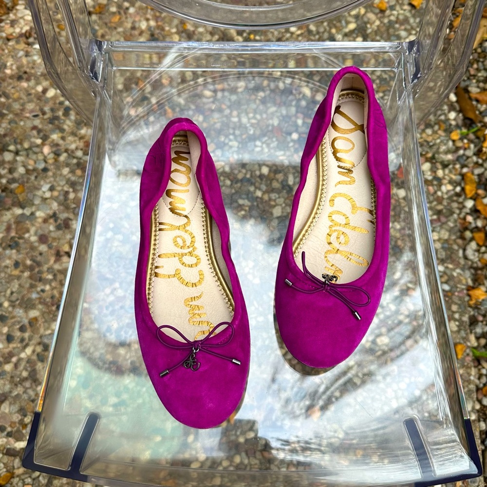 VIBRANT 🎉 Sam Edelman Magenta Felicia Round Toed Ballet Flats size 7 (37)